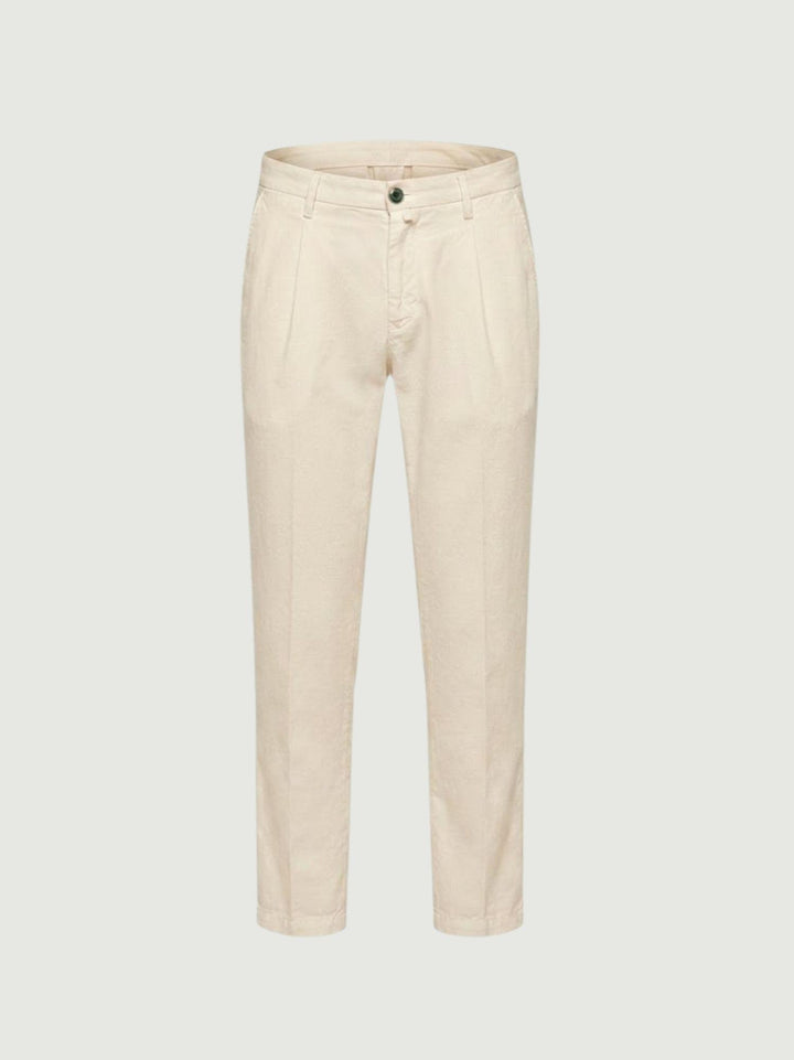 Pantalone chino in lino e cotone beige P-TONY 23 ANDREA MORANDO 
