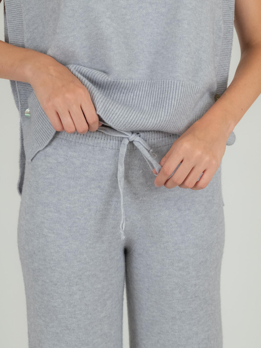 PANTALONE A PALAZZO IN MAGLIA GRIGIO PERLA 0370/176 0020 BIMOR 