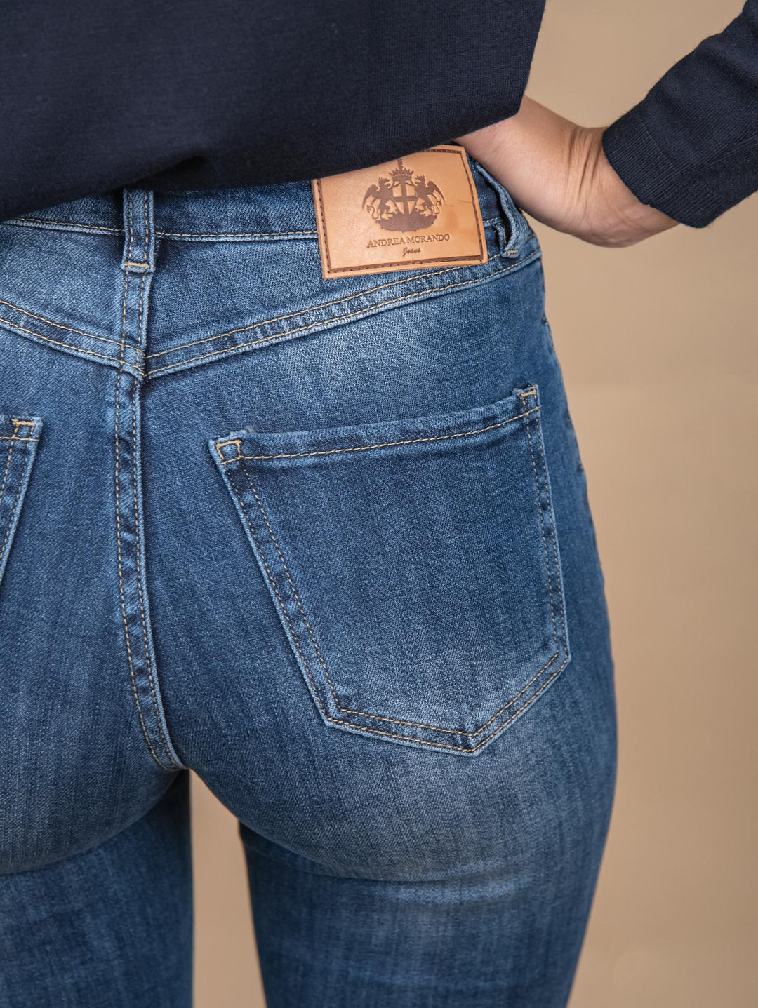 JEANS A ZAMPA ELASTICIZZATO DENIM SCURO 1353 DENIM SCURO ANDREA MORANDO 