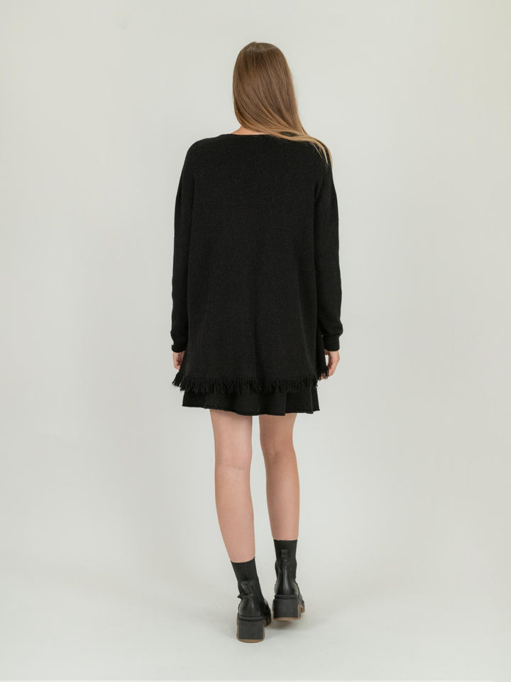 CARDIGAN NERO CON FRANGE 0370/283 0010 BIMOR 