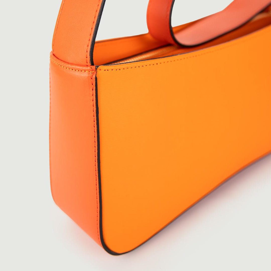 BORSA A SPALLA SEVENTY IN PELLE BICOLORE ARANCIO E MATTONE SEVENTY ARANCIONE BIMOR 
