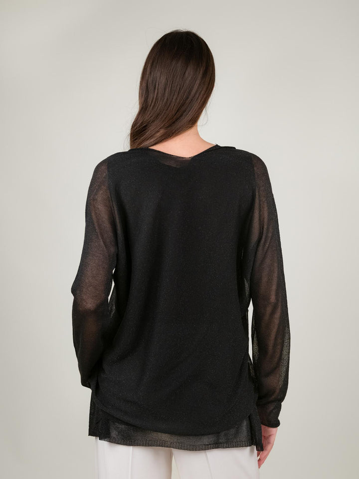 MAGLIA OVER NERA LUREX 12104 NERO ANDREA MORANDO 