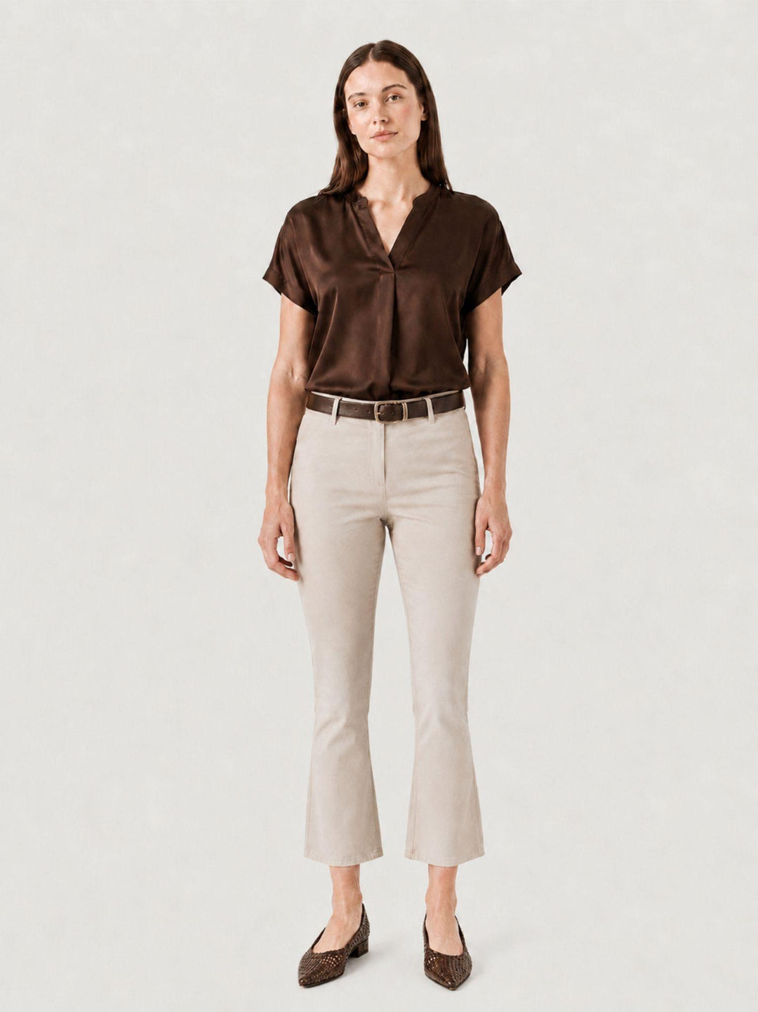 Pantalone a trombetta in cotone beige 824MA BEIGE ANDREA MORANDO 