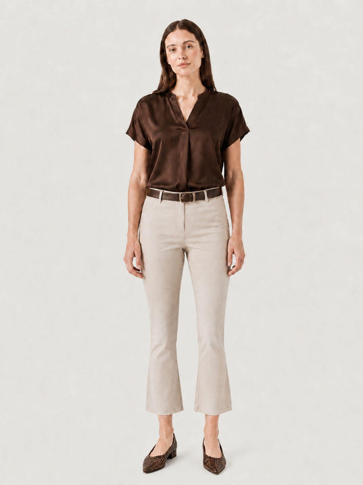 Pantalone a trombetta in cotone beige 824MA BEIGE ANDREA MORANDO 