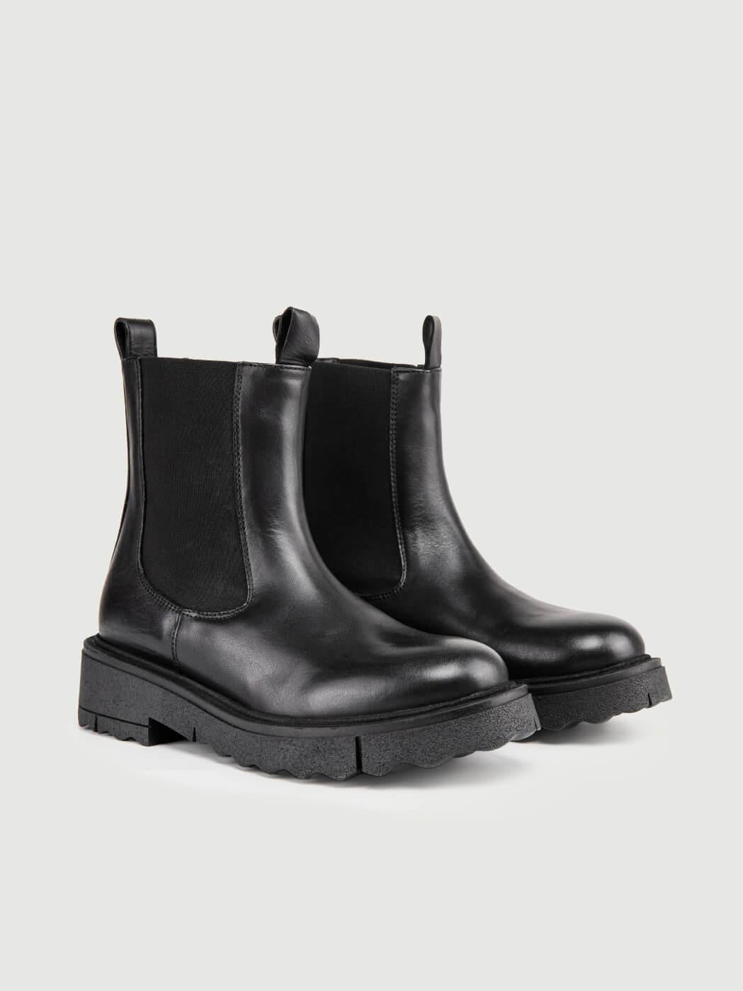 STIVALETTO BEATLES IN PELLE SPAZZOLATA NERO 5208-13 NERO ANDREA MORANDO 