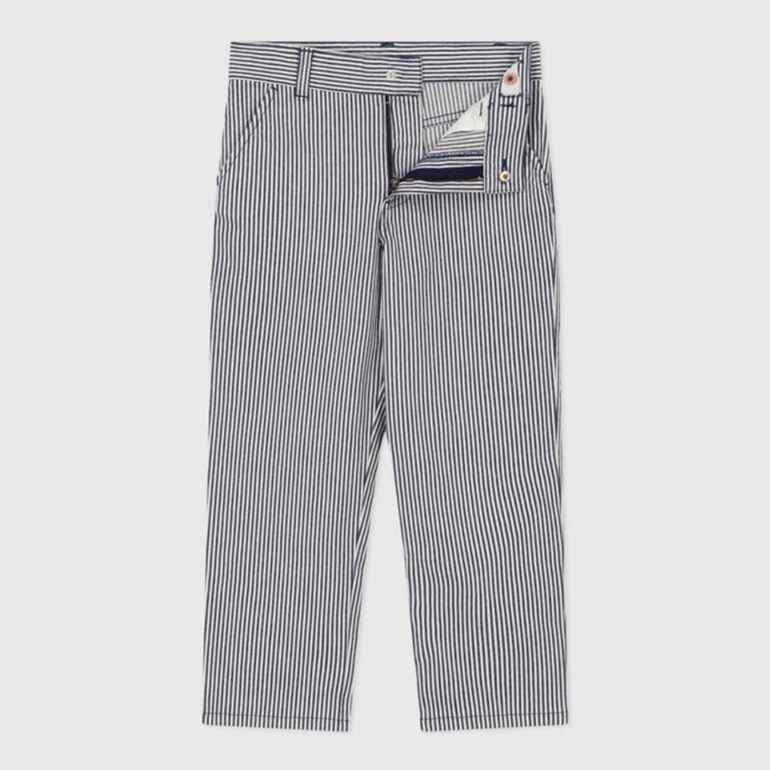 Pantalone bambino in tela di cotone a righe A06K3 01 PETIT BATEAU 