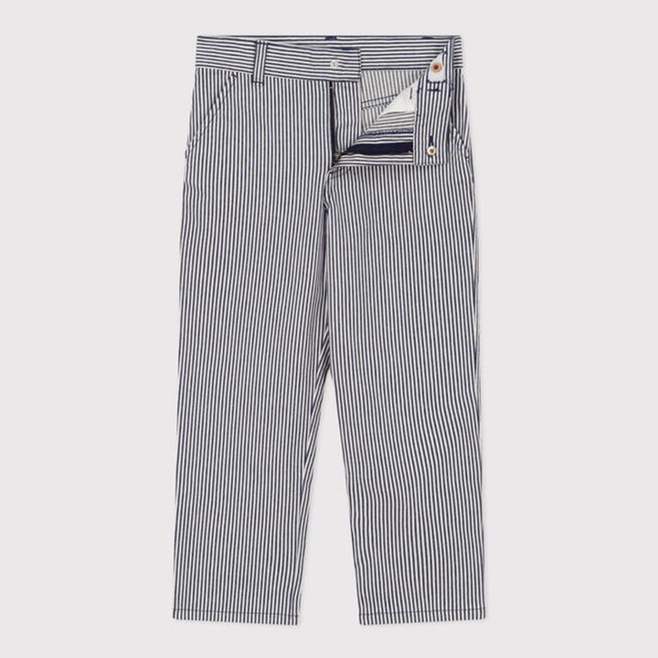 Pantalone bambino in tela di cotone a righe A06K3 01 PETIT BATEAU 