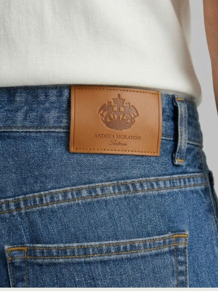 Jeans 5 tasche in cotone lavaggio chiaro 7607CAR MYKONOS ANDREA MORANDO 