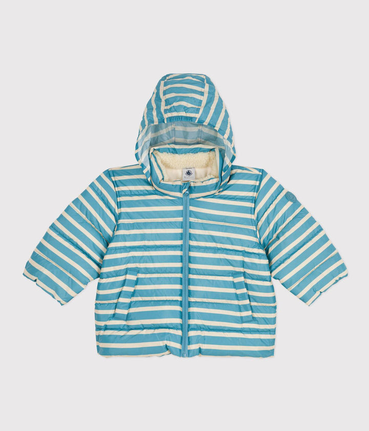 PIUMINO A RIGHE CON CAPPUCCIO RIPIEGABILE A08AV 05 PETIT BATEAU 