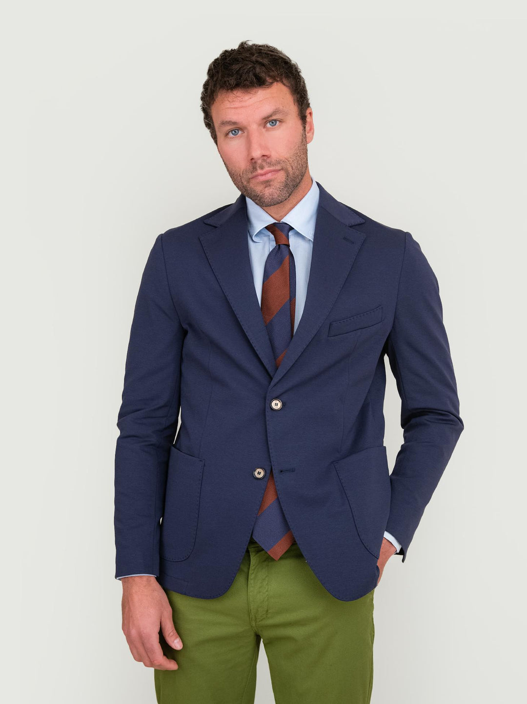 BLAZER IN MISTO COTONE PUNTO MILANO BLU NAVY S24CT00G004M 174 ANDREA MORANDO 