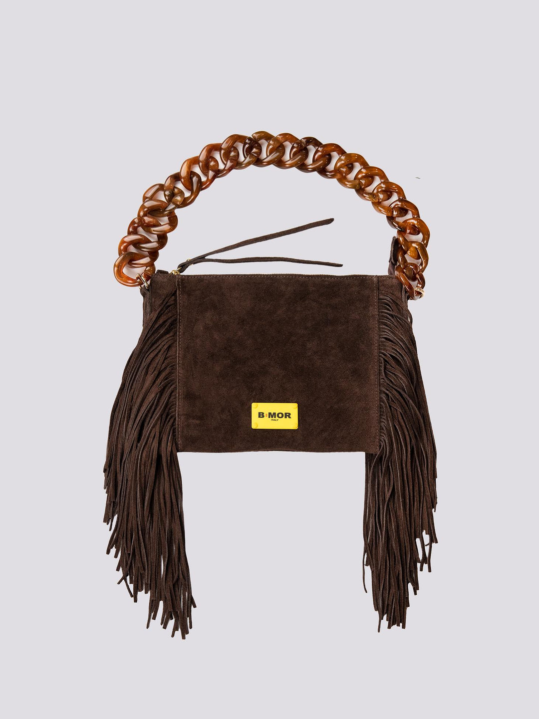 BORSA A TRACOLLA IN CAMOSCIO testa di moro CON FRANGE "FLAPPY" FLAPPY T MORO BIMOR 