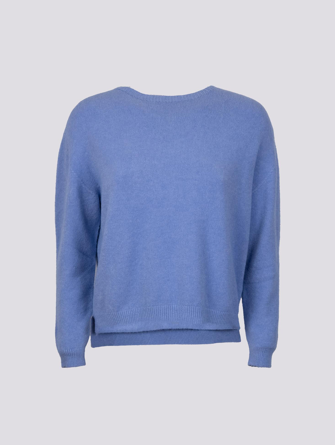 GIROCOLLO IN MAGLIA  CON MICRO SPACCHI LATERALI AZZURRO 0670/15 8013 BIMOR 