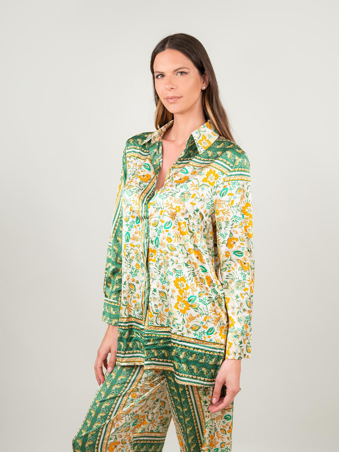 CAMICIA CAFTANO FANTASIA VERDE E ARANCIO 1289 VERDE/ARANCIO ANDREA MORANDO 