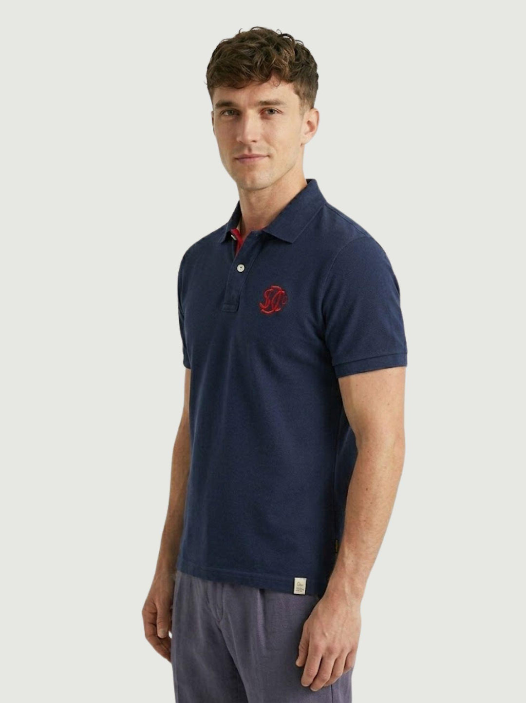 Polo piquet Monogram blu navy rosso M1110465A MZ9 SUPERDRY 