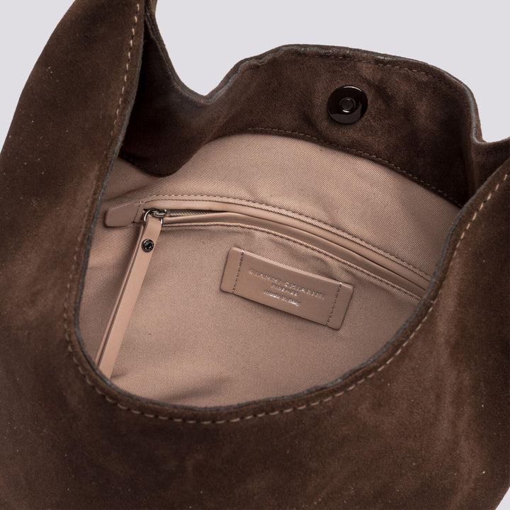 Borsa Phoebe secchiello  in camoscio cioccolato BS 10125 CM-PL 166 GIANNI CHIARINI 