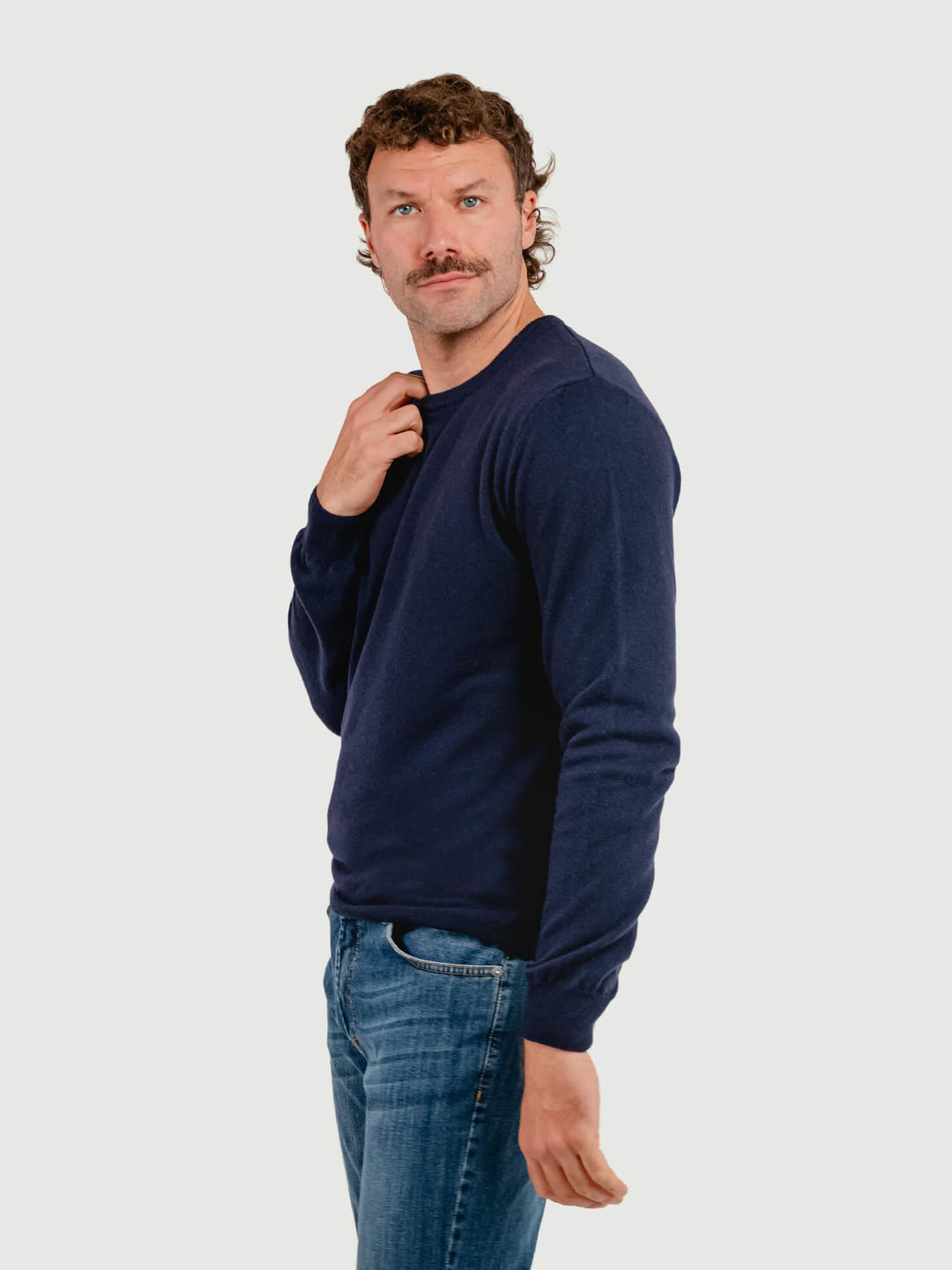 MAGLIA GIROCOLLO 100% CASHMERE BLU NAVY U0125 BLU NAVY ANDREA MORANDO 