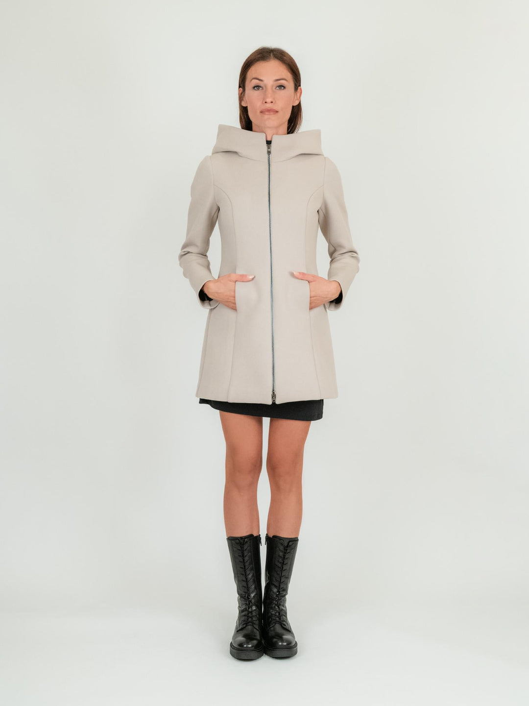 CAPPOTTINO TECNICO BEIGE CON CAPPUCCIO 97821LO BEIGE ANDREA MORANDO 