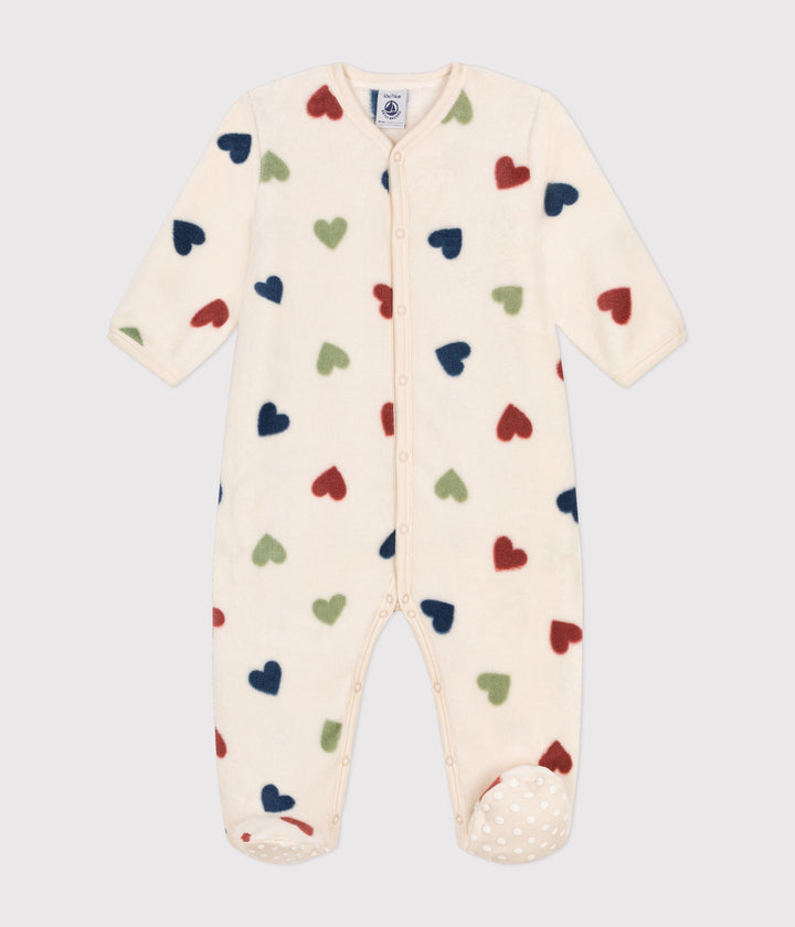 Tutina pigiama in pile cuori multicolor A0B2F 01 PETIT BATEAU 