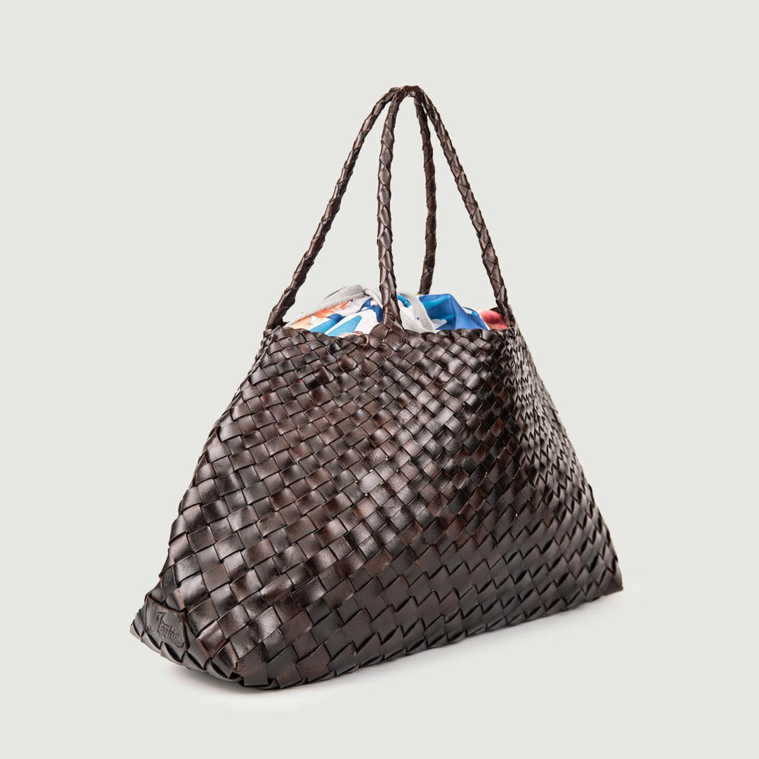 BORSA SHOPPER IN PELLE INTRECCIATA TESTA MORO FAVIGNANA 06 JACK LEATHER 