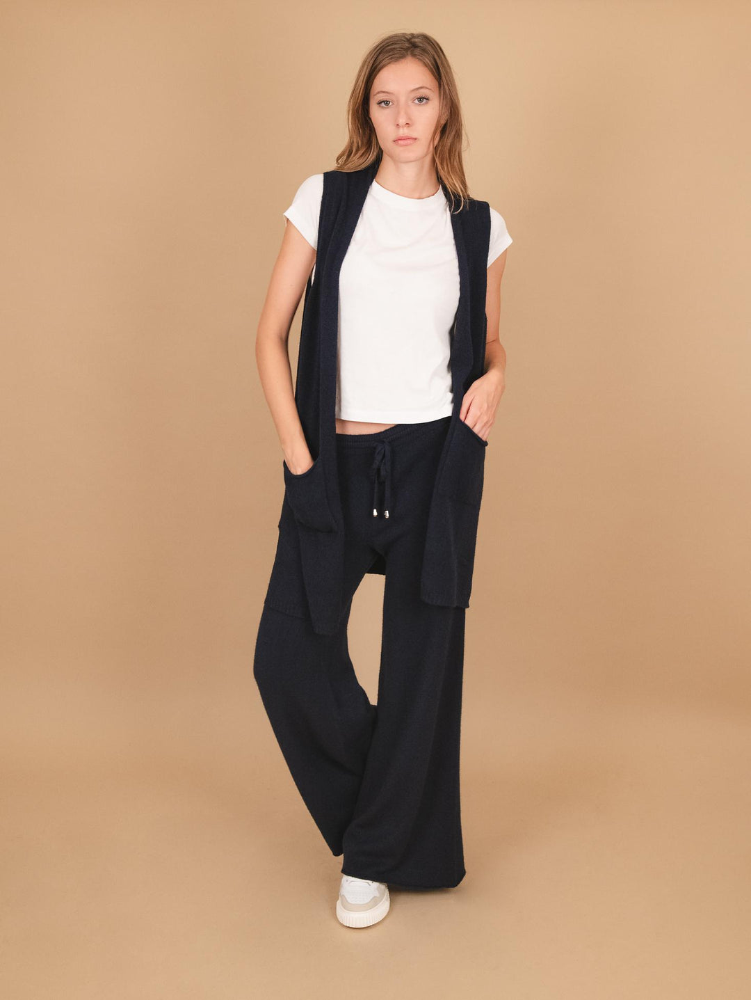GILET LUNGO IN MAGLIA BLU 0370/281 0115 BIMOR 