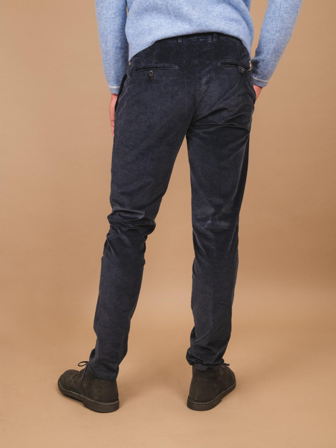PANTALONE IN VELLUTO BLU NAVY CON TASCA A FILO T502/THI 854 NOLAB 