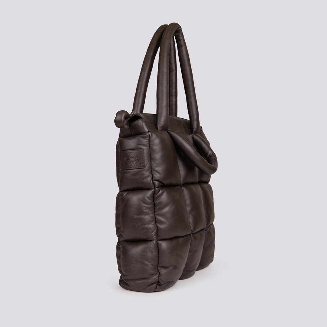 BORSA FODERATA IN PELLE MATELASSÉ MARRONE MRLN 06 JACK LEATHER 