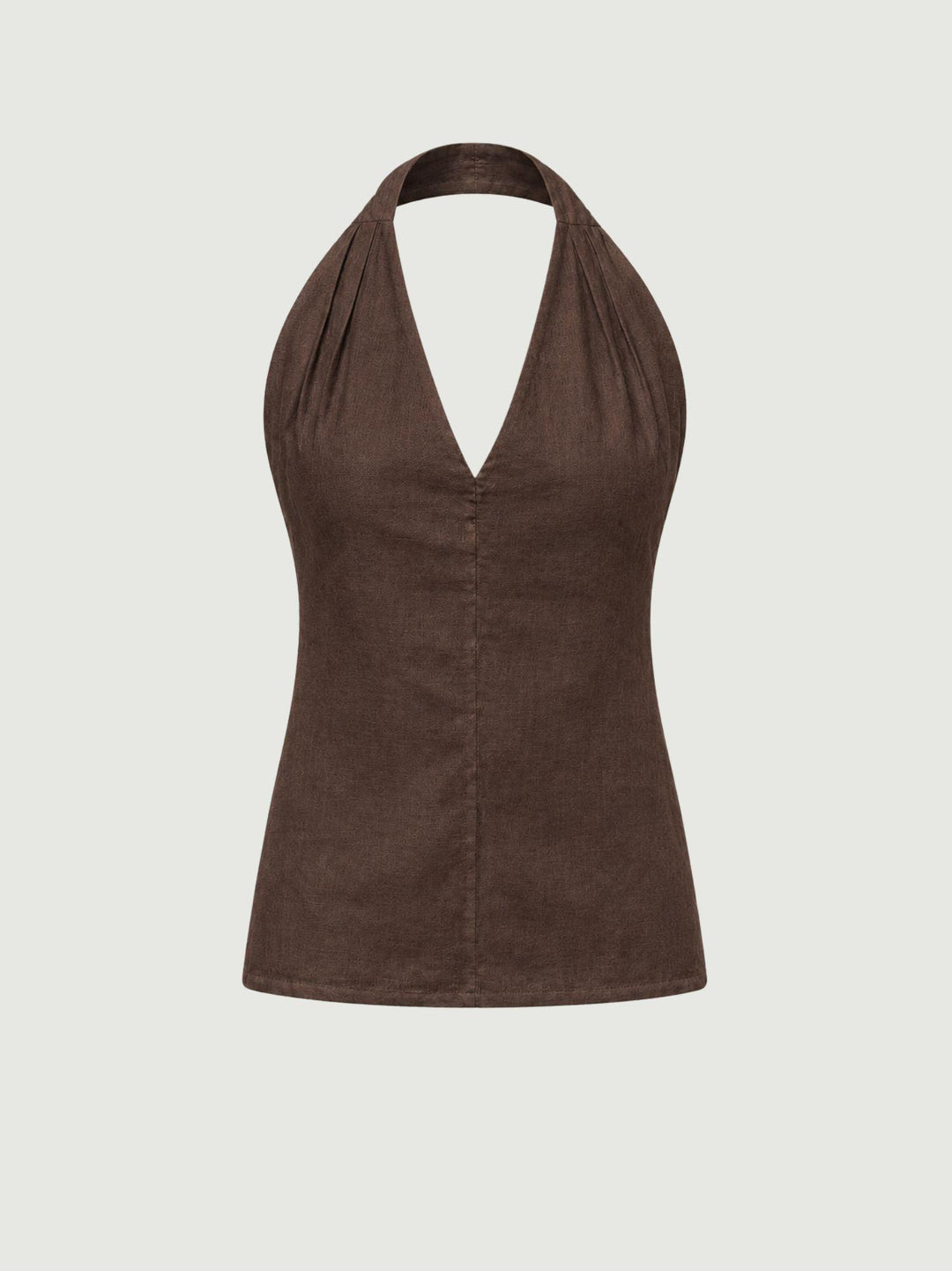 Top con scollo a V in lino testa di moro 6TS0527 MORO ANDREA MORANDO 