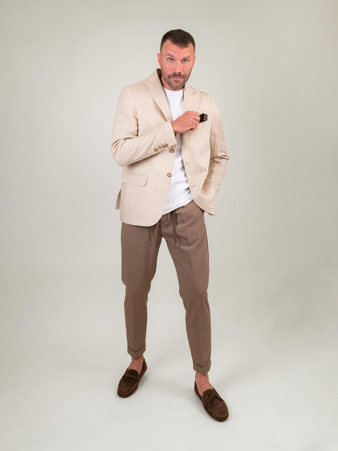 BLAZER IN LINO BEIGE T104 32 ANDREA MORANDO 