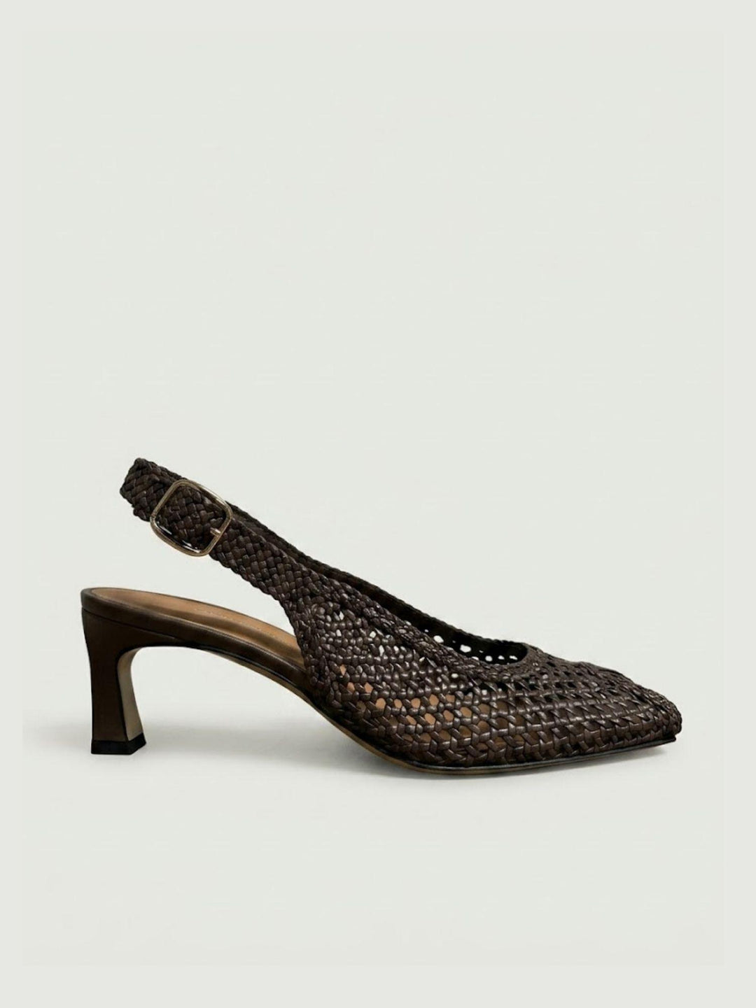 Spuntata slingback in pelle intrecciata testa di moro R1710 T.MORO ANDREA MORANDO 