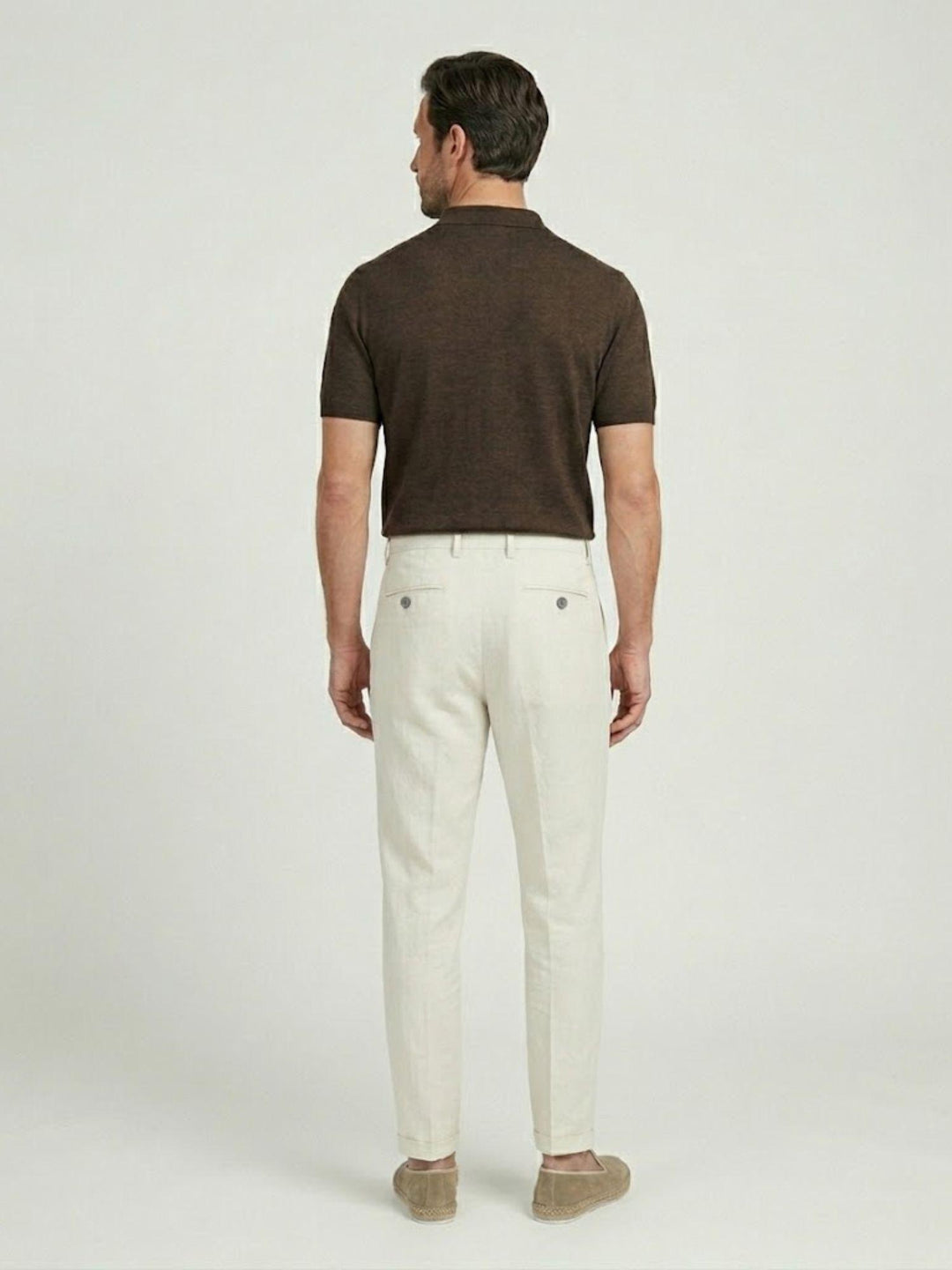 Pantalone chino in lino e cotone bianco P-TONY 1150 ANDREA MORANDO 