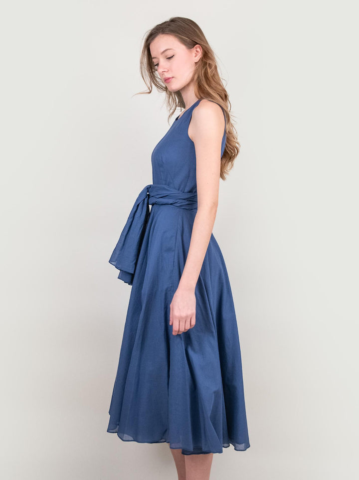 ABITO SMANICATO IN MUSSOLA DI COTONE BLU JEANS 203773 557 ANDREA MORANDO 
