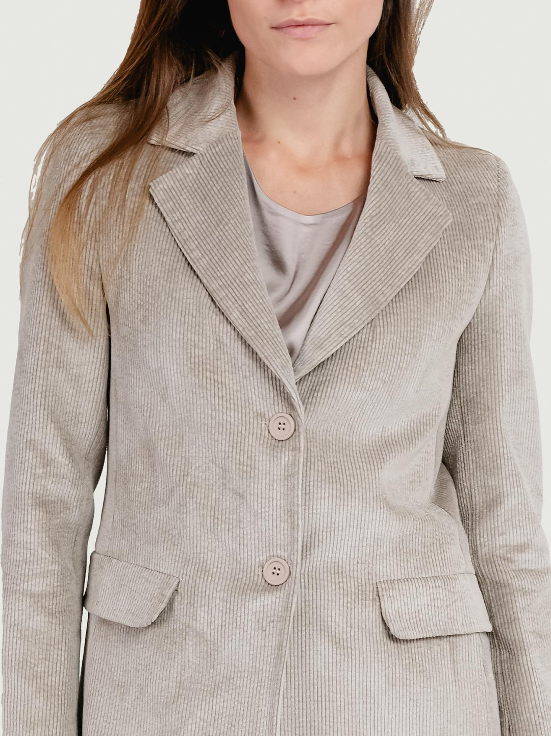 CAPPOTTO MONOPETTO IN VELLUTO A COSTE BEIGE 3385VRS TORTORA ANDREA MORANDO 