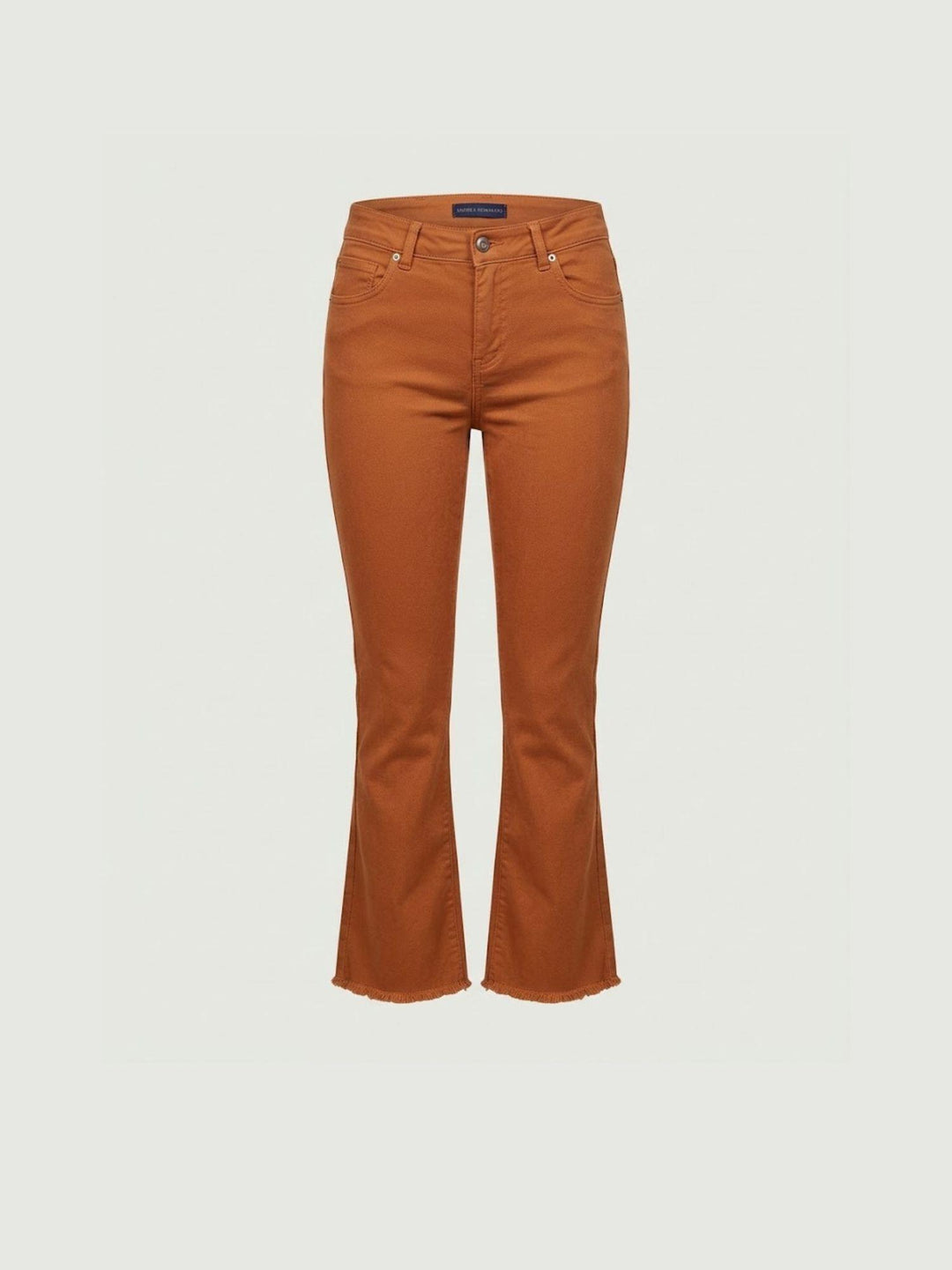 Pantalone a trombetta sfrangiato in cotone cannella 80137G190 CANNELLA ANDREA MORANDO 