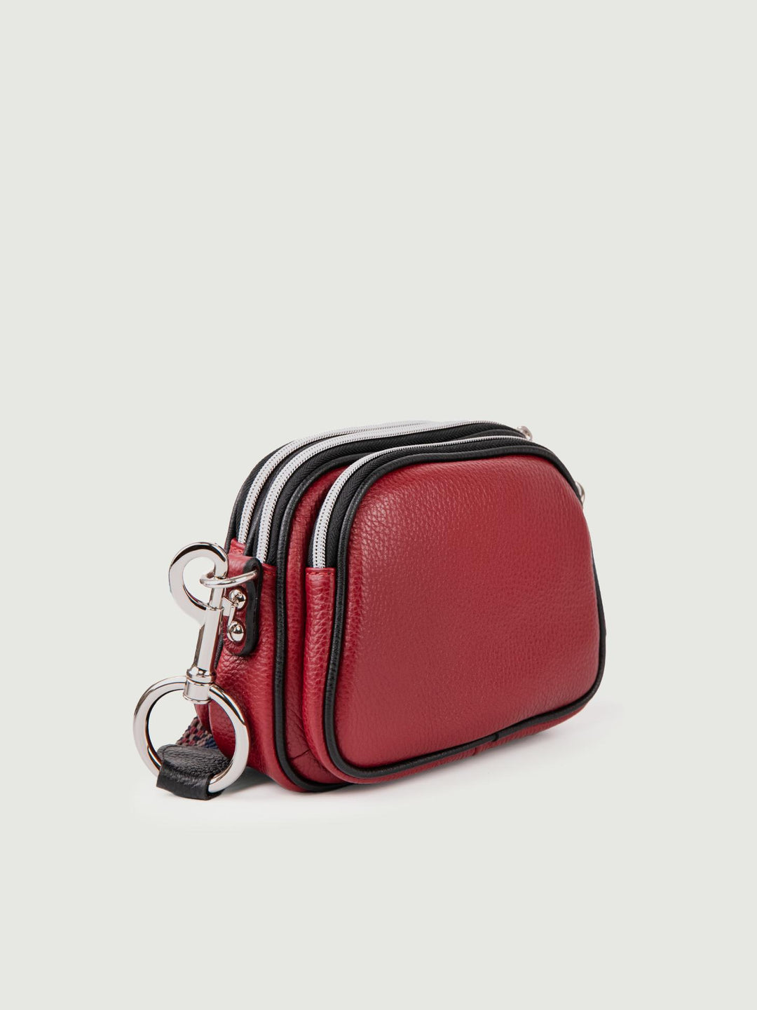 BORSA A TRACOLLA TRIS IN PELLE BORDEAUX