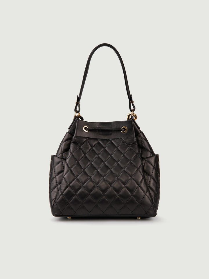 SECCHIELLO IN PELLE TRAPUNTATA BUCKET BUCKET NERO BIMOR 