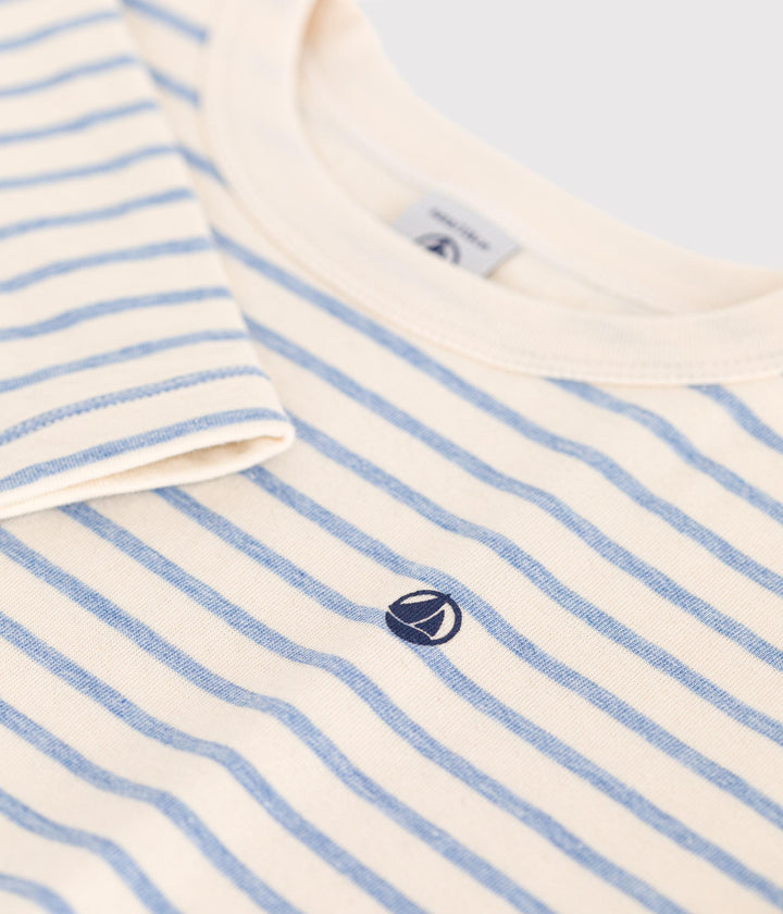 T-shirt a righe azzurre con maniche lunghe A0BJD 02 PETIT BATEAU 