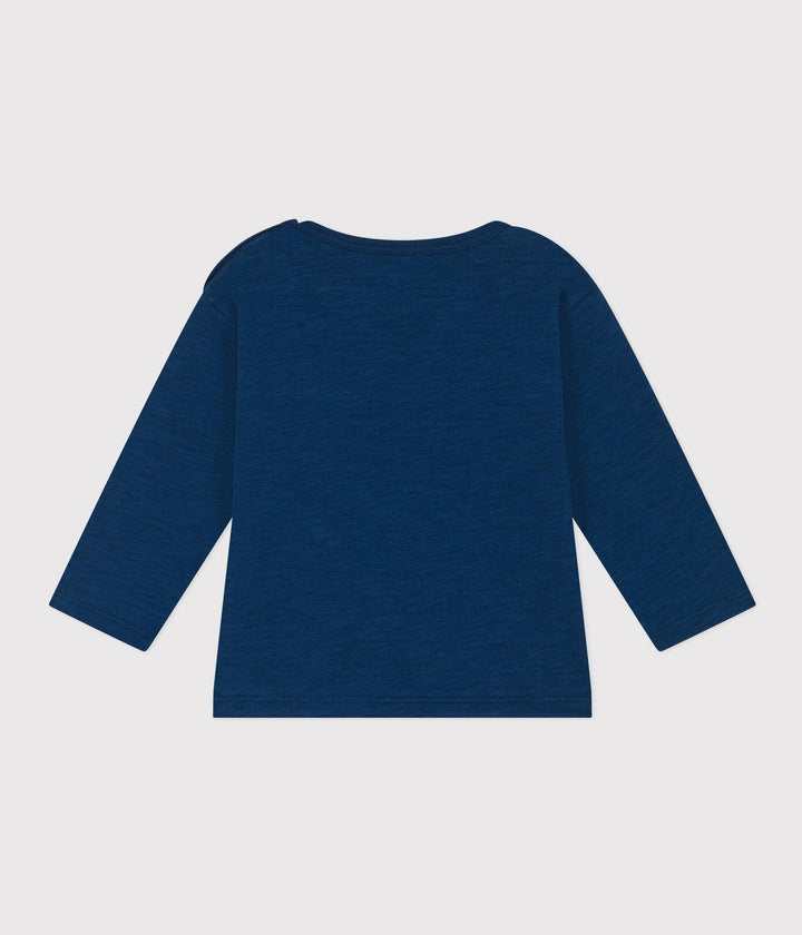 MAGLIA A MANICHE LUNGHE IN JERSEY FIAMMATO A08EZ 01 PETIT BATEAU 