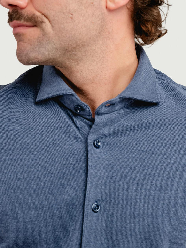 POLO CAMICIA IN COTONE PIQUET BLU BU26W42CA 208 ANDREA MORANDO 