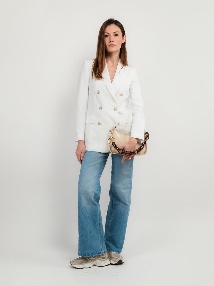 BLAZER DOPPIOPETTO IN LINO BIANCO