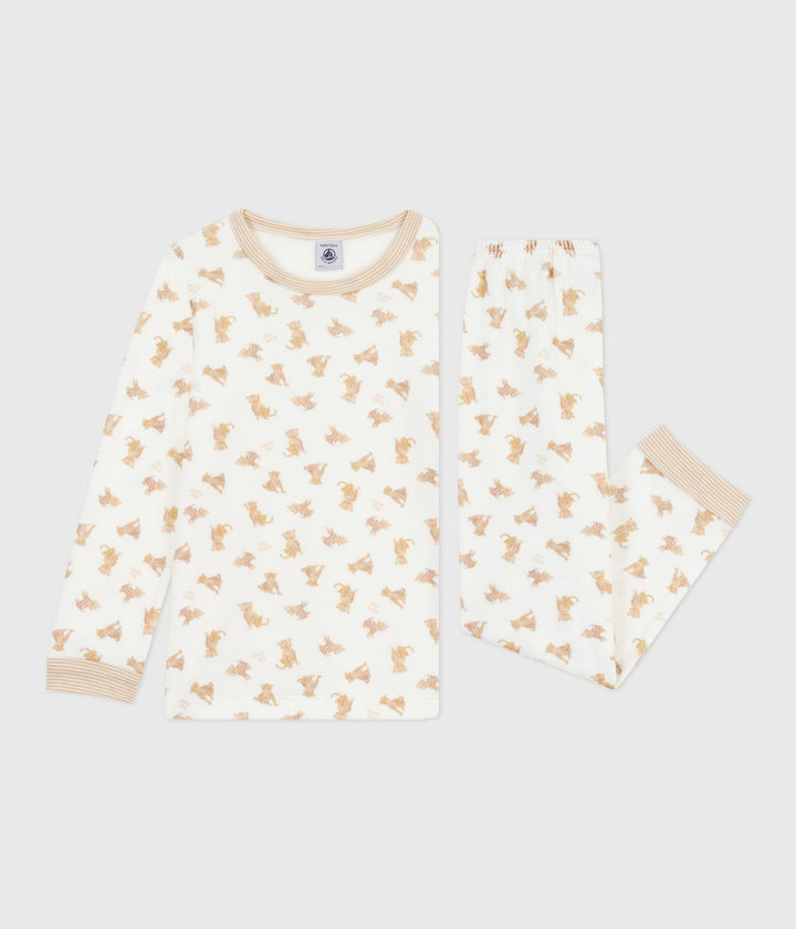 Pigiama in ciniglia con leopardi stampati bambino A0EAG 01 PETIT BATEAU 