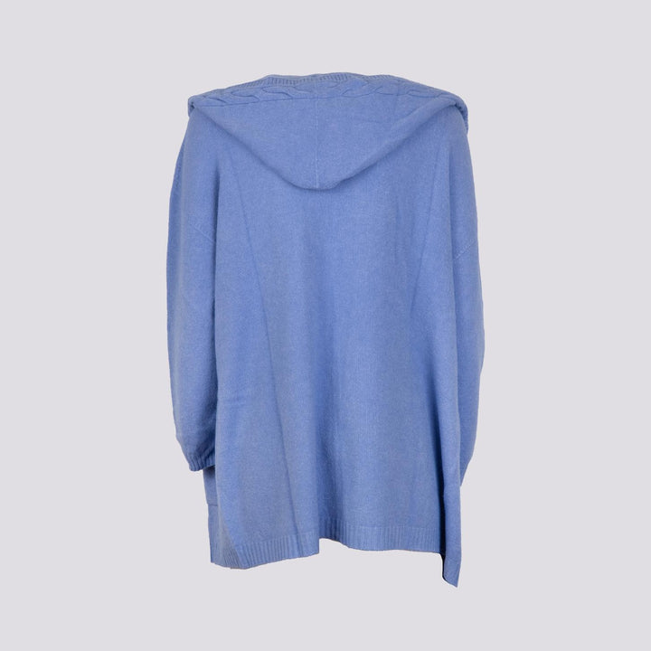 CARDIGAN LUNGO APERTO CON CAPPUCCIO AZZURRO 0170/39 8013 BIMOR 