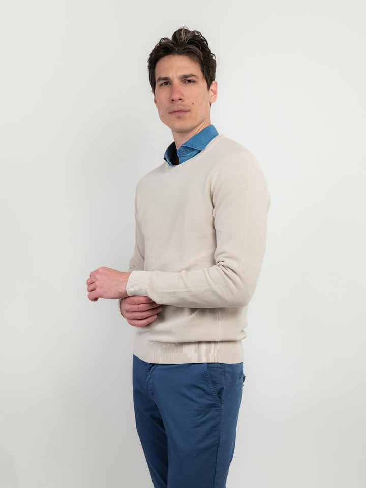 MAGLIA IN COTONE GRANA DI RISO COLOR SABBIA