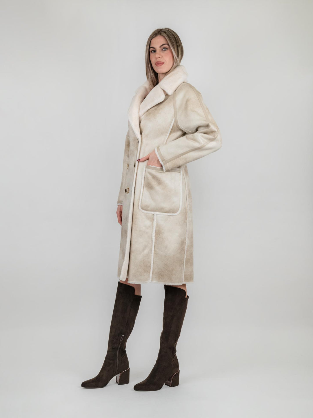 ECOMONTONE REVERSIBILE BEIGE E PANNA B345CAMO 03 ANDREA MORANDO 