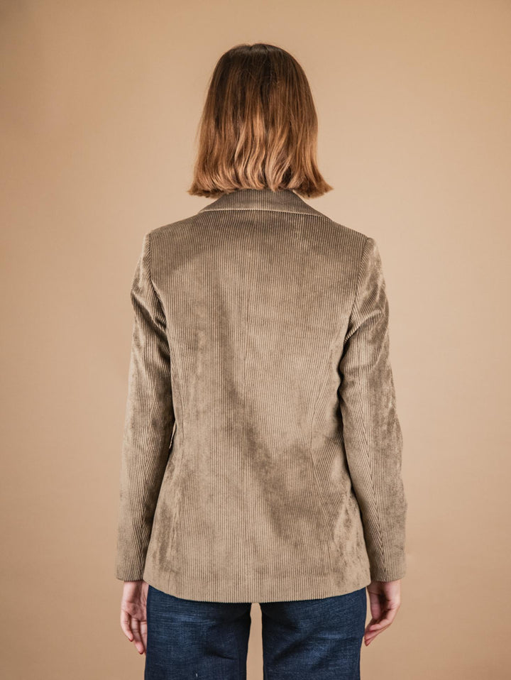 BLAZER MONOPETTO IN VELLUTO A COSTE VERDE SALVIA 93351VRS 73 ANDREA MORANDO 