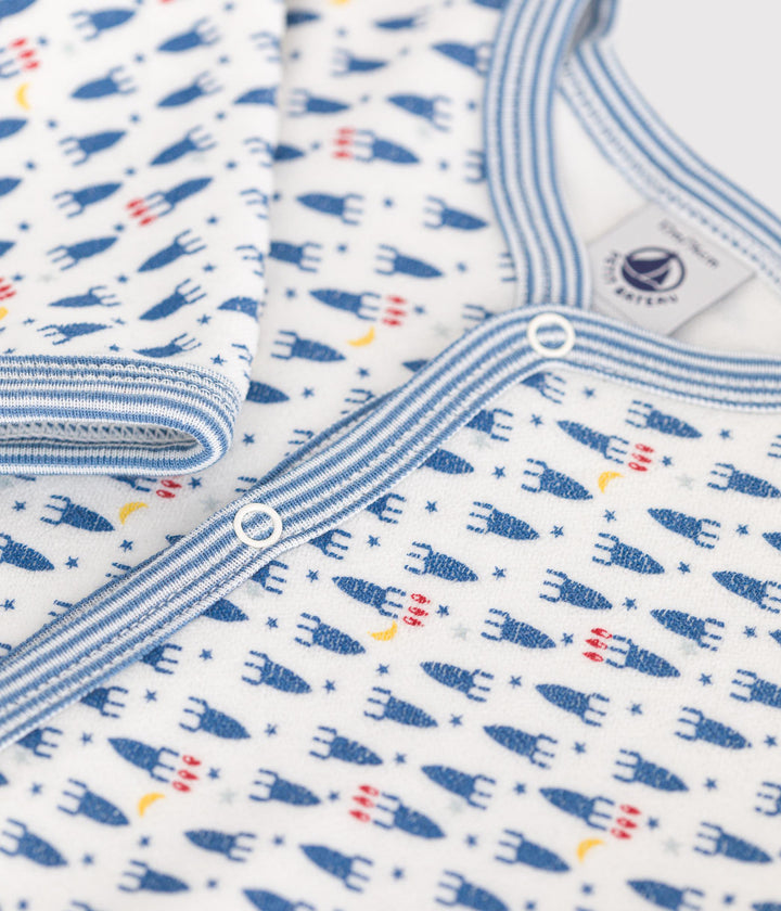 Pigiama bebè in velluto stampato con motivo razzi A0B1V 01 PETIT BATEAU 