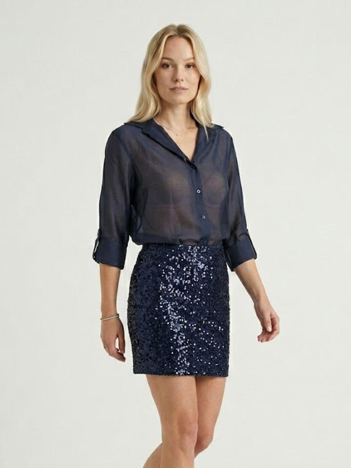 Camicia semitrasparente navy M796/071 1 ANDREA MORANDO 