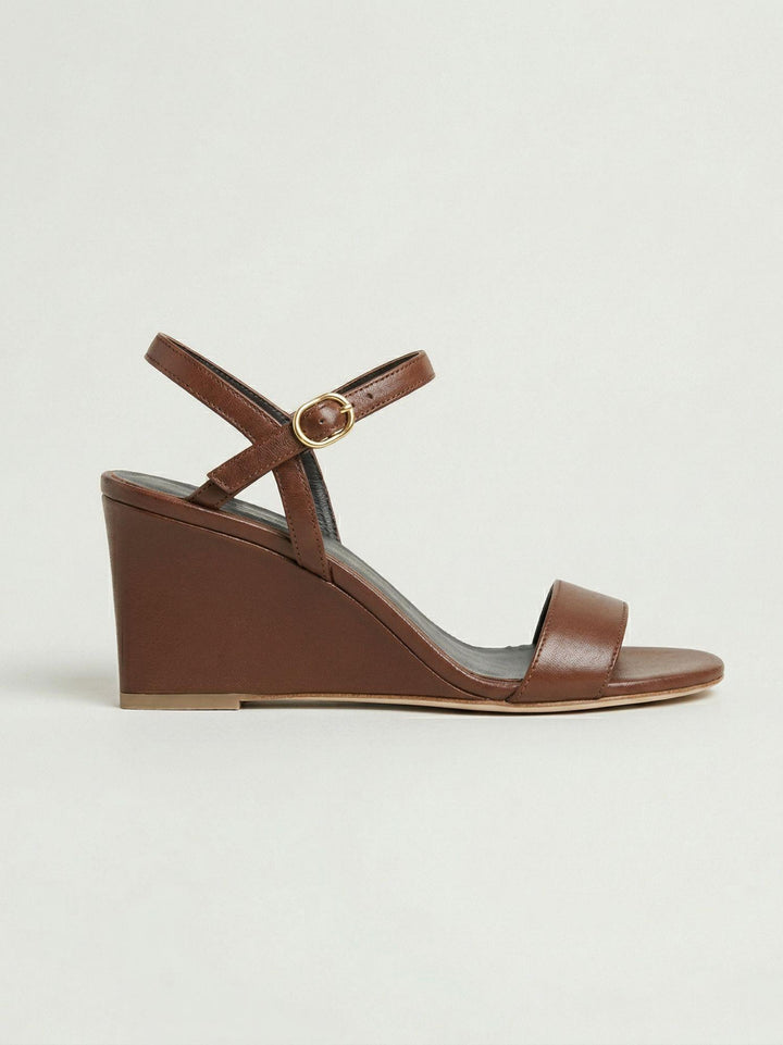 Sandalo con zeppa in pelle cioccolato 1549 CHOCO ANDREA MORANDO 
