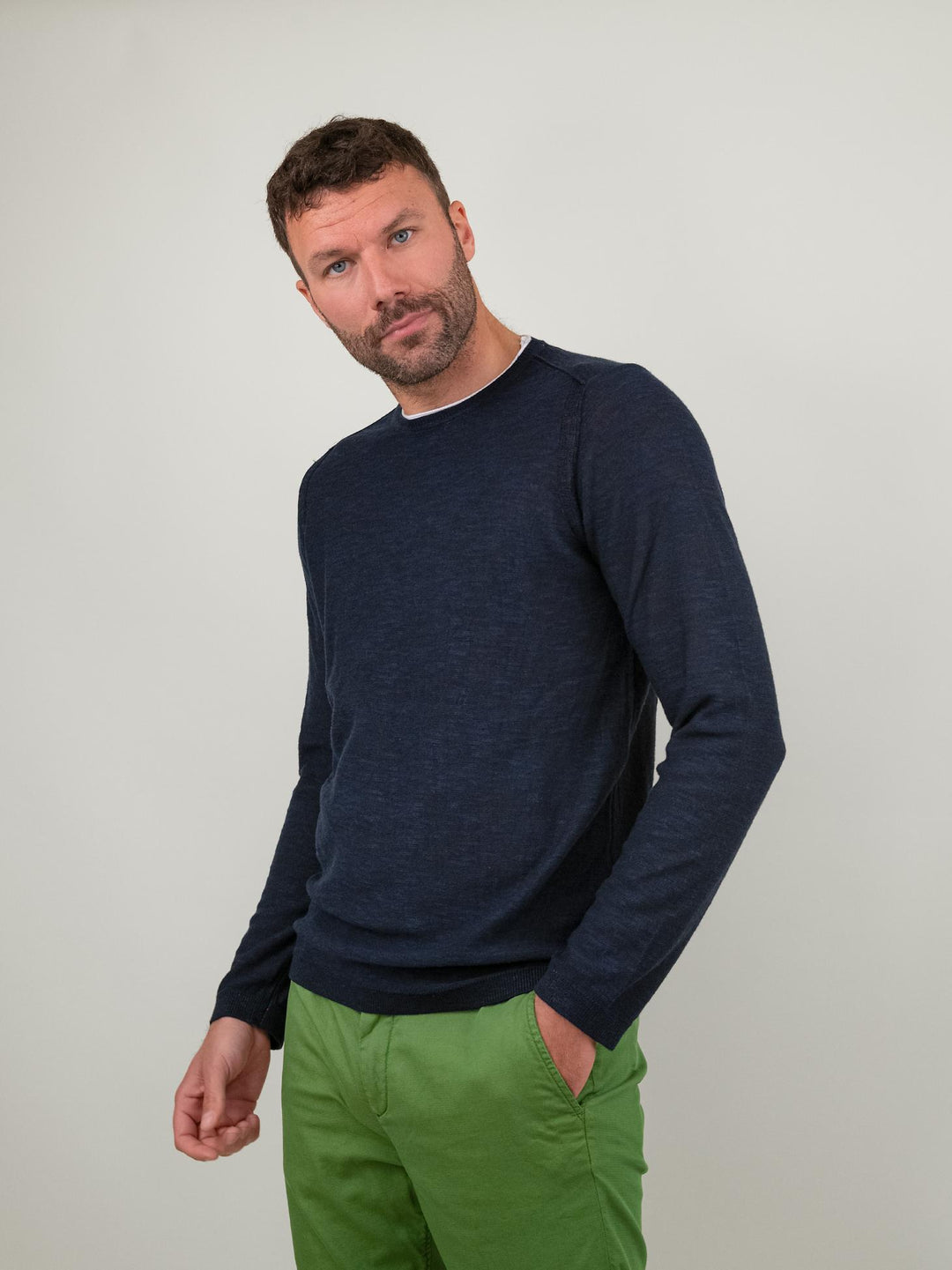 MAGLIA A MANICA LUNGA IN COTONE BLU 0578 23 FIESOLI DANIELE 