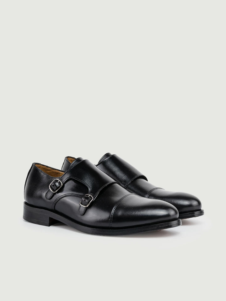 DOPPIA FIBBIA IN PELLE NERA 1441 BLACK SAXONE 