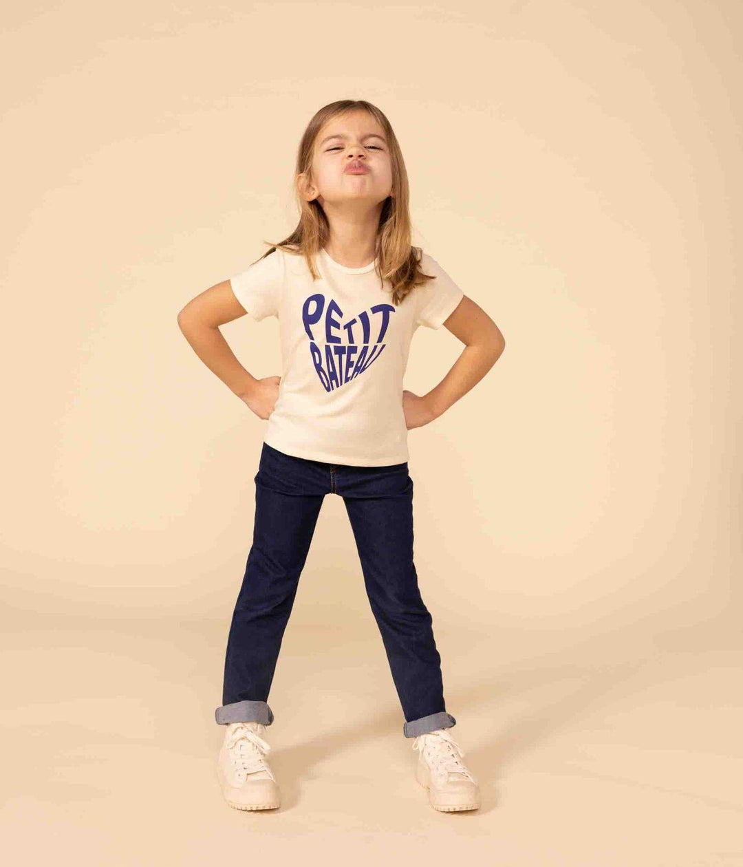 T-SHIRT A MANICHE CORTE IN COTONE A08DK 01 PETIT BATEAU 
